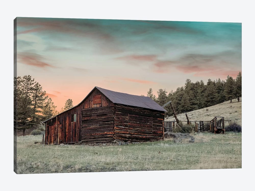 Colorado Barn And Pens At Sunset by Teri James 1-piece Canvas Wall Art