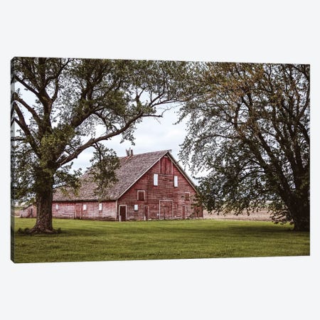Red Barn And Trees Canvas Print #TEJ64} by Teri James Canvas Artwork