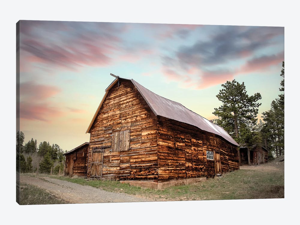 Wood Barn At Sunset by Teri James 1-piece Canvas Art