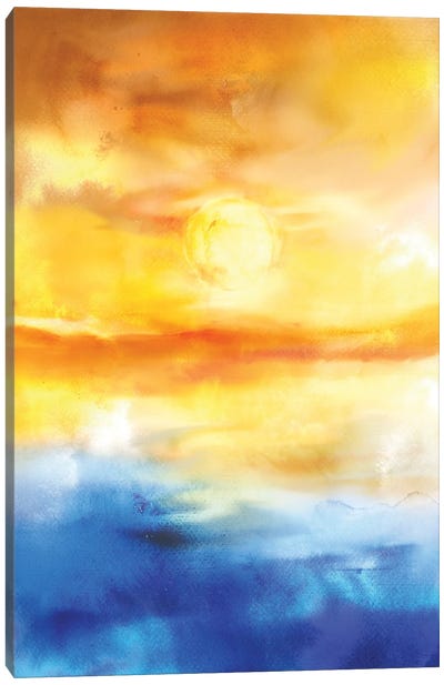 Abstract Sunset Artwork I Canvas Art Print - Minimalist Office