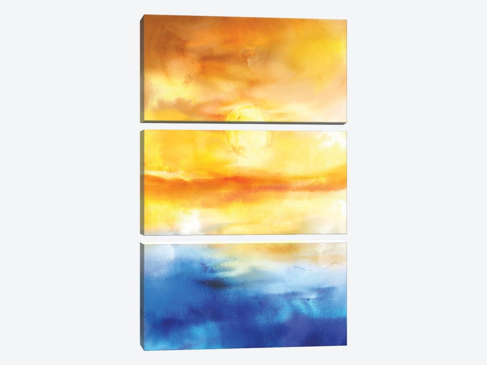 Abstract Sunset Artwork I by Tenyo Marchev 3-piece Canvas Art