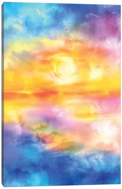 Abstract Sunset Artwork II Canvas Art Print - Zen Bedroom Art