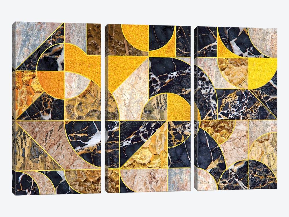 Geometric Marble I - Horizontal by Tenyo Marchev 3-piece Canvas Wall Art