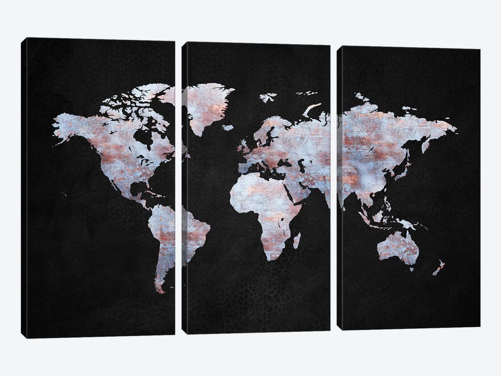 Artistic World Map XII by Tenyo Marchev 3-piece Canvas Print