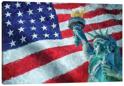 American Freedom Canvas Art Print - Statue of Liberty Art