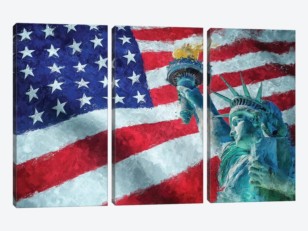 American Freedom by Tenyo Marchev 3-piece Canvas Art Print