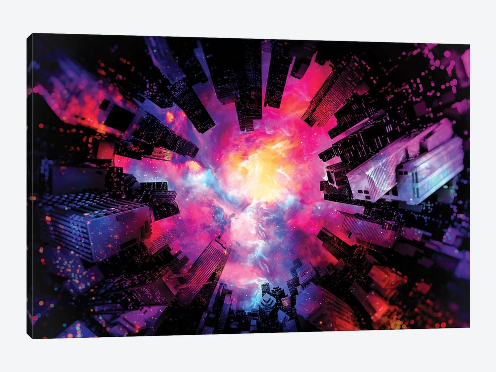 Artistic XIII - Colorful Nebula City by Tenyo Marchev 1-piece Art Print
