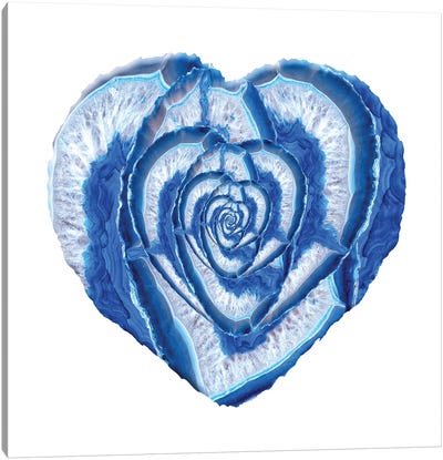 Blue Agate Geode Heart Canvas Art Print