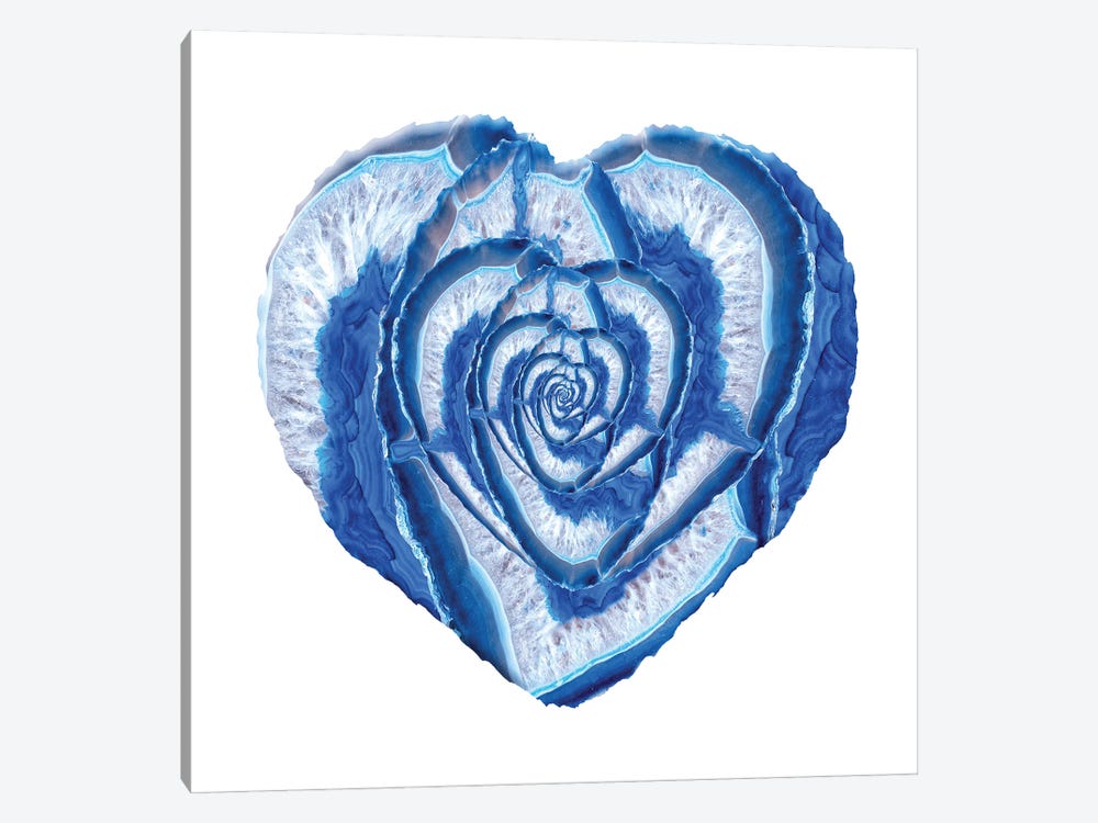 Blue Agate Geode Heart by Tenyo Marchev 1-piece Canvas Print