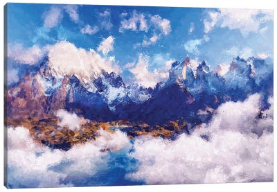 Digital Art III - Cloudy Mountain Canvas Art Print - Tenyo Marchev