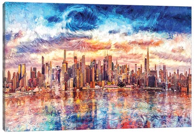 Digital Art V - Starry CityScape Canvas Art Print - Tenyo Marchev