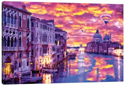 Digital Art V - Venice Burning Sky Canvas Art Print - Tenyo Marchev