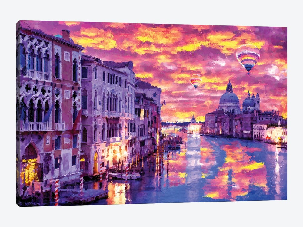 Digital Art V - Venice Burning Sky by Tenyo Marchev 1-piece Canvas Art