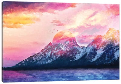Digital Art VII - Dreamy Wyoming Mountains Canvas Art Print - Tenyo Marchev