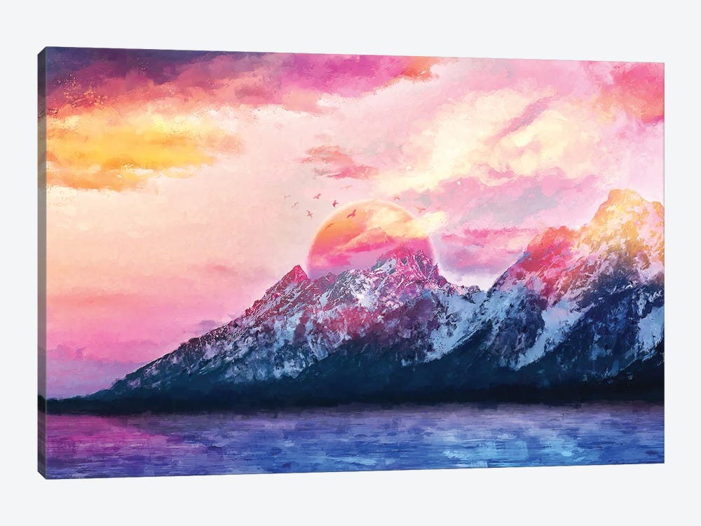 Digital Art VII - Dreamy Wyoming Mountains by Tenyo Marchev 1-piece Canvas Artwork