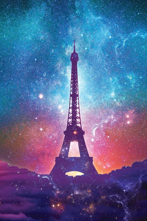 Eiffel Tower - Milky Way Collage Canv - Canvas Artwork | Tenyo Marchev