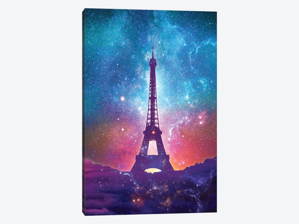 Eiffel Tower - Milky Way Collage by Tenyo Marchev 1-piece Canvas Wall Art