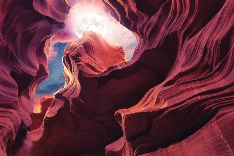 Grand Canyon with Space - Full Moon Collage III by ARTenyo wall art