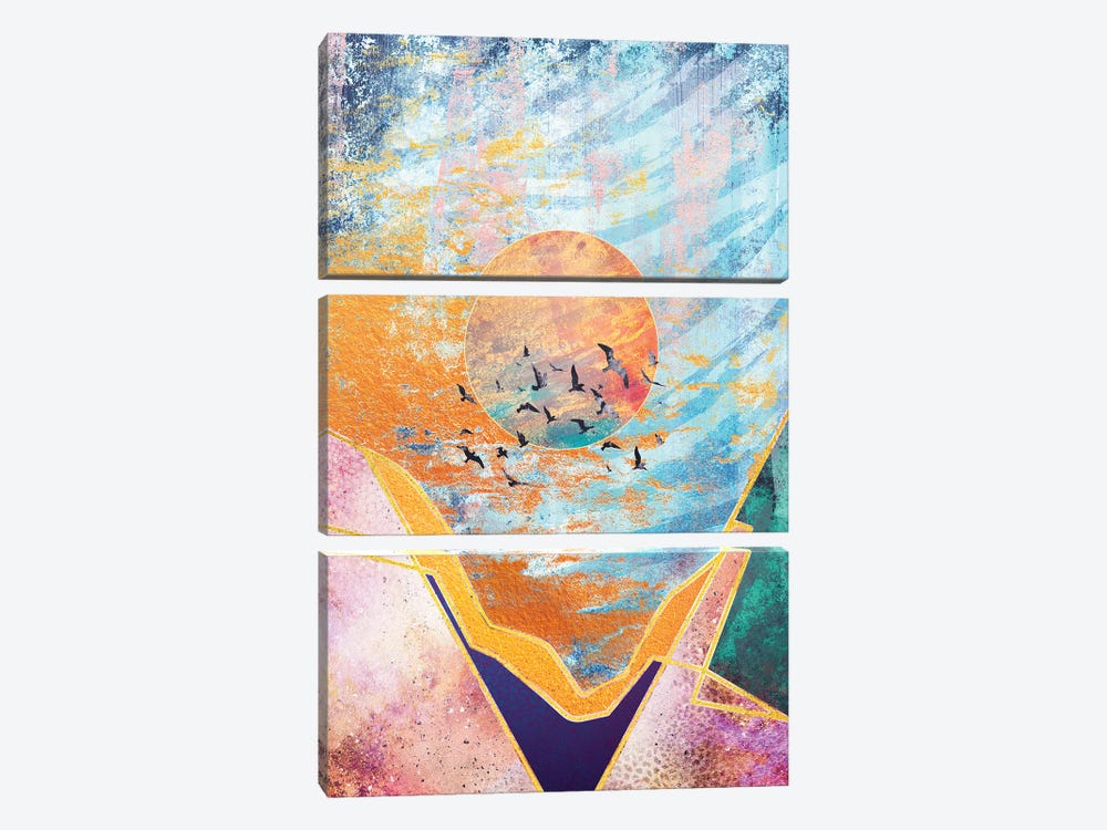 Abstract Sunset - Illustration VI by Tenyo Marchev 3-piece Canvas Print
