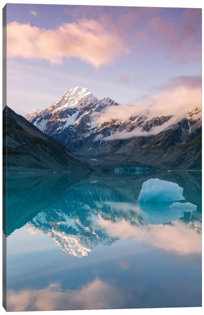 Mt Cook Reflections, New Zealand Canvas Art Print - Glacier & Iceberg Art