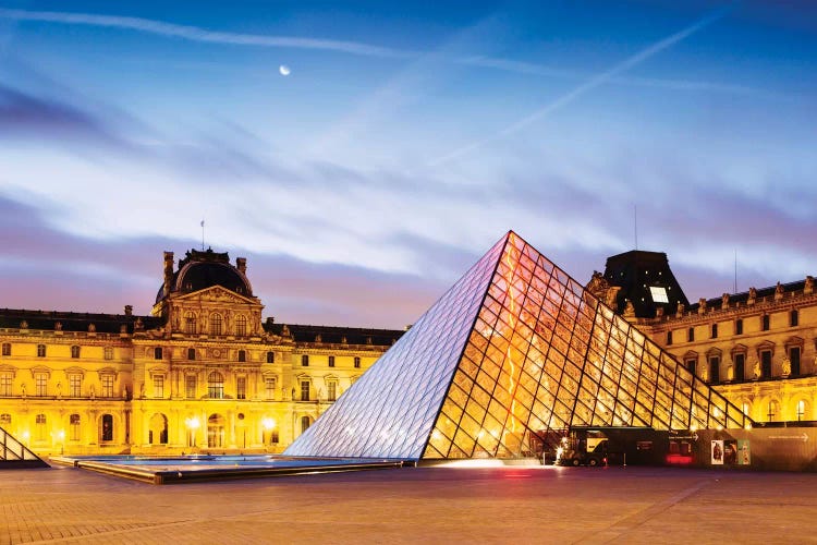 The Louvre Palace and Pyramid At Dawn, Paris, Ile-de-France, France