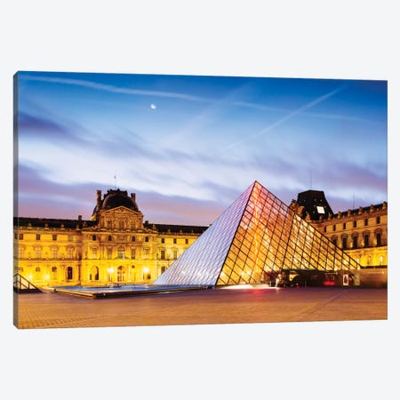 The Louvre Palace and Pyramid At Dawn, Paris, Ile-de-France, France Canvas Print #TEO102} by Matteo Colombo Canvas Print