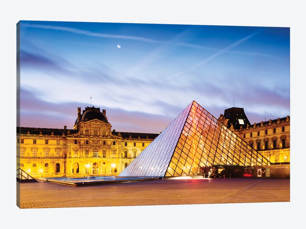 The Louvre Palace and Pyramid At Dawn, Paris, Ile-de-France, France by Matteo Colombo 1-piece Canvas Print
