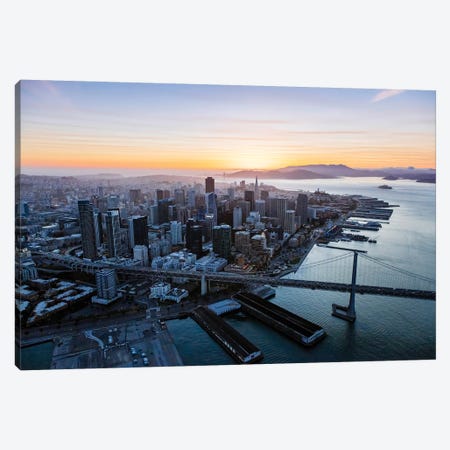 Aerial Of Downtown At Sunset, San Francisco Canvas Print #TEO108} by Matteo Colombo Art Print