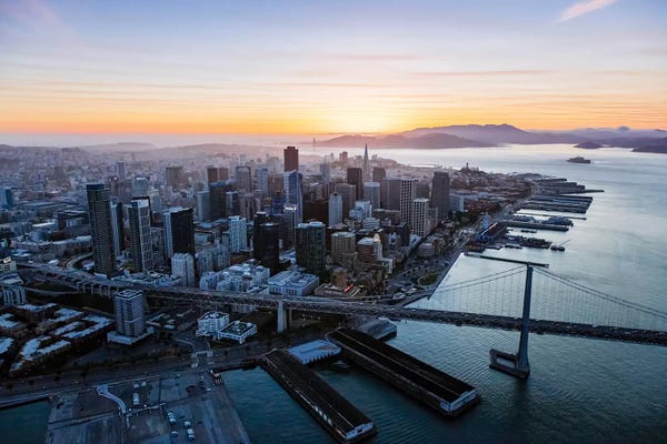 San Francisco: Aerial Of Downtown At Sunset, San Francisco by Matteo Colombo