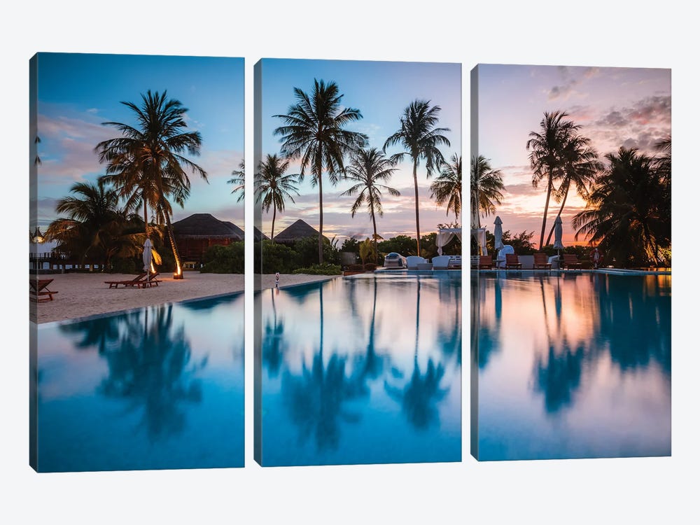Sunset In The Maldives by Matteo Colombo 3-piece Canvas Art Print