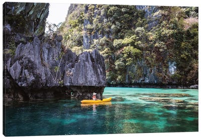 Kayak In The Lagoon, Philippines Canvas Art Print - Philippines Art