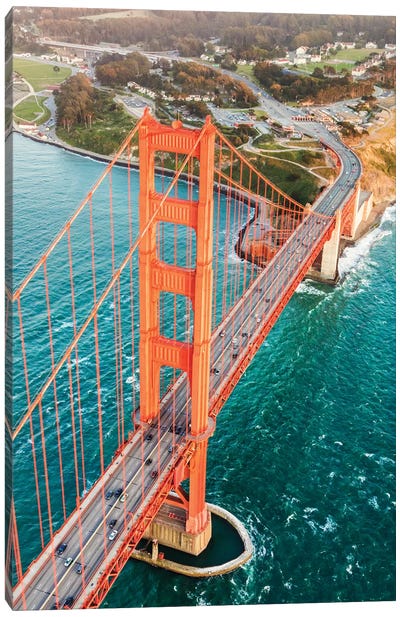 Aerial Of Golden Gate Bridge, San Francisco Canvas Art Print - Famous Bridges