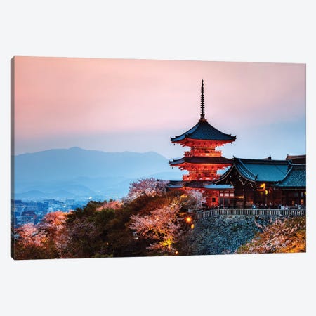 Sunset Over The Temple, Japan Canvas Print #TEO1106} by Matteo Colombo Canvas Print