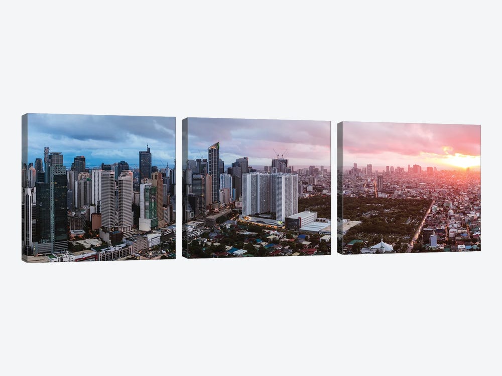 Makati Skyline, Manila by Matteo Colombo 3-piece Canvas Print