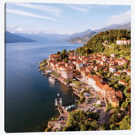 Aerial View Of Bellagio On Lake Como, Italy Canvas Print #TEO112} by Matteo Colombo Canvas Art