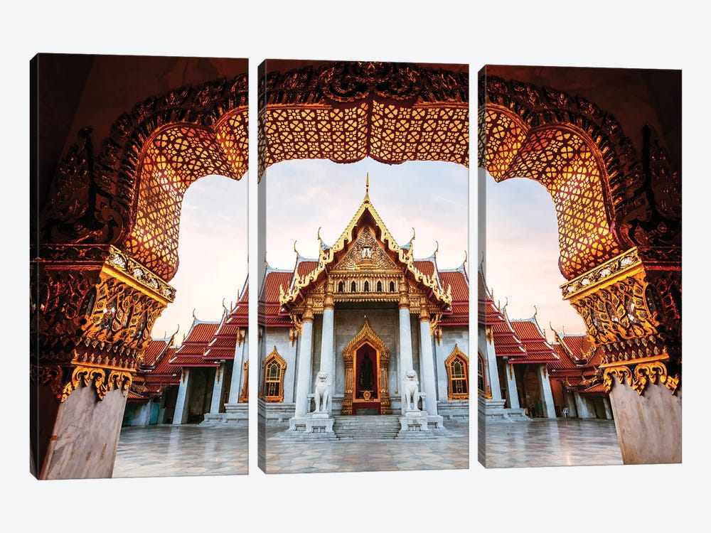 The Marble Temple, Bangkok by Matteo Colombo 3-piece Canvas Wall Art