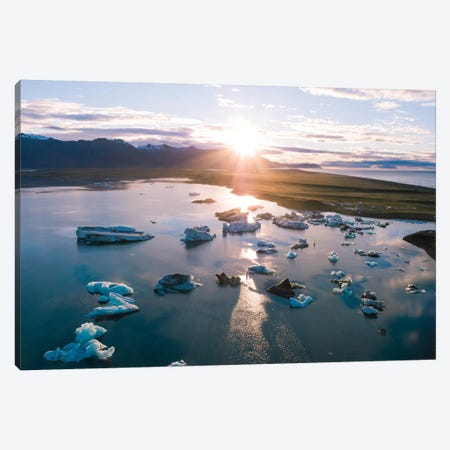 Aerial View Of Jokulsarlon Glacial Lake, Iceland Canvas Print #TEO113} by Matteo Colombo Canvas Art