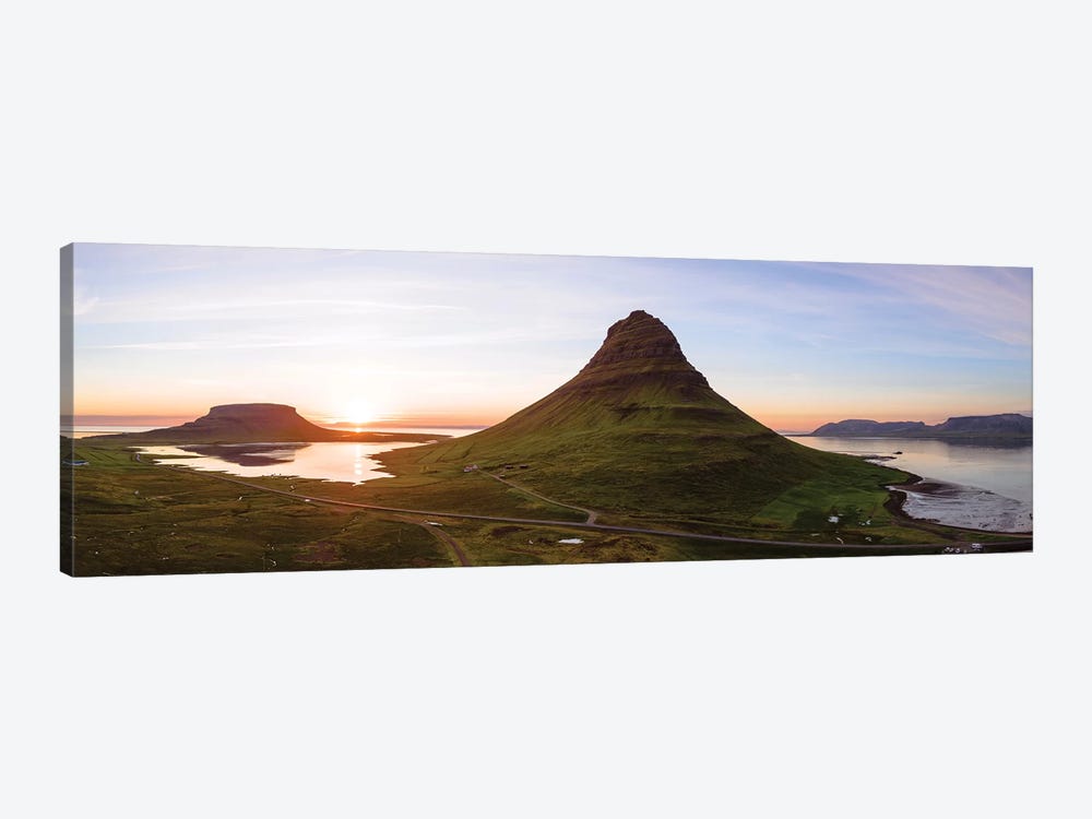 Aerial View Of Kirkjufell Mountain At Sunset, Iceland by Matteo Colombo 1-piece Canvas Artwork