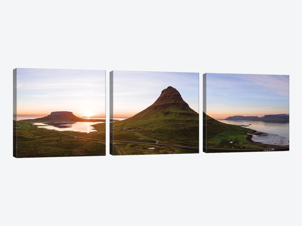 Aerial View Of Kirkjufell Mountain At Sunset, Iceland by Matteo Colombo 3-piece Canvas Artwork