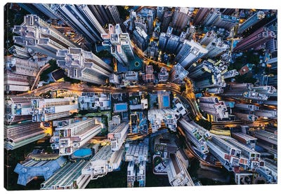 Urban Aerial, Hong Kong III Canvas Art Print - Hong Kong Art