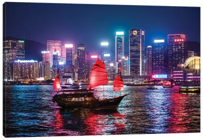 Victoria Harbor, Hong Kong Canvas Art Print - Nautical Scenic Photography