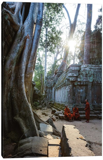 Monks, Angkor Wat, Cambodia Canvas Art Print - Holy & Sacred Sites