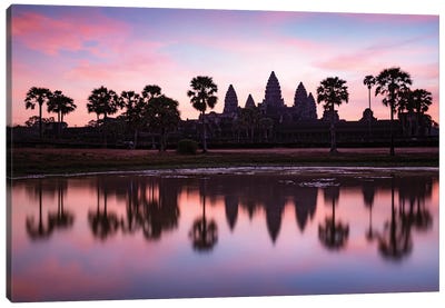 Dawn At Angkor, Cambodia Canvas Art Print - Churches & Places of Worship