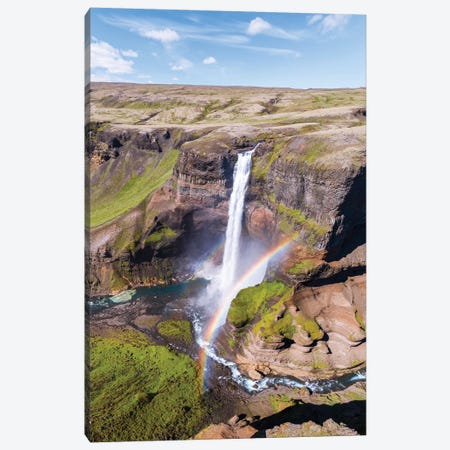 Aerial View Of Mighty Waterfall In Iceland Canvas Print #TEO115} by Matteo Colombo Canvas Print