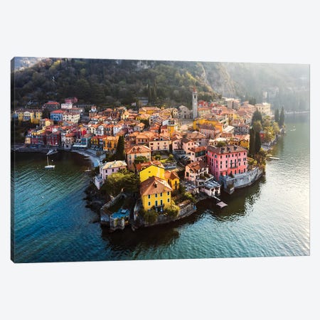 Aerial View Of Varenna, Lake Como Canvas Print #TEO1196} by Matteo Colombo Canvas Art
