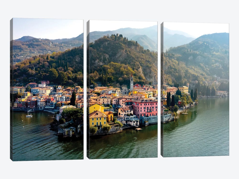 Aerial View Of Varenna On Lake Como by Matteo Colombo 3-piece Canvas Wall Art