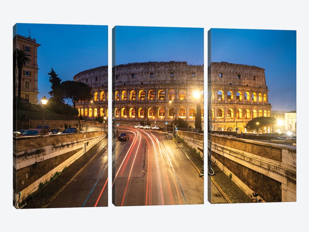 The Coliseum At Night I by Matteo Colombo 3-piece Canvas Print