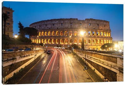 The Coliseum At Night I Canvas Art Print - The Seven Wonders of the World