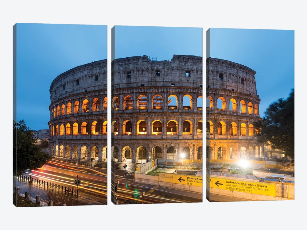 Night At The Colosseum III by Matteo Colombo 3-piece Canvas Art Print