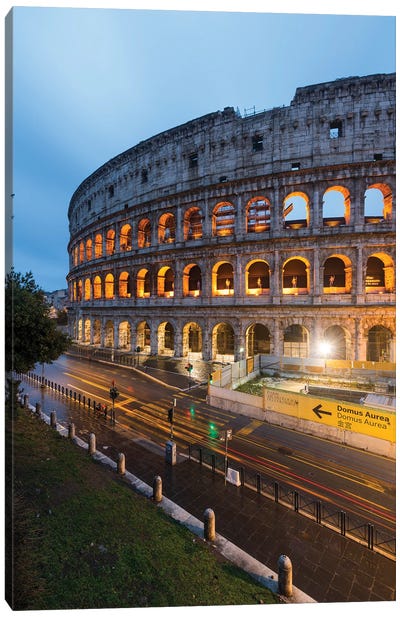 Night At The Colosseum IV Canvas Art Print - The Seven Wonders of the World